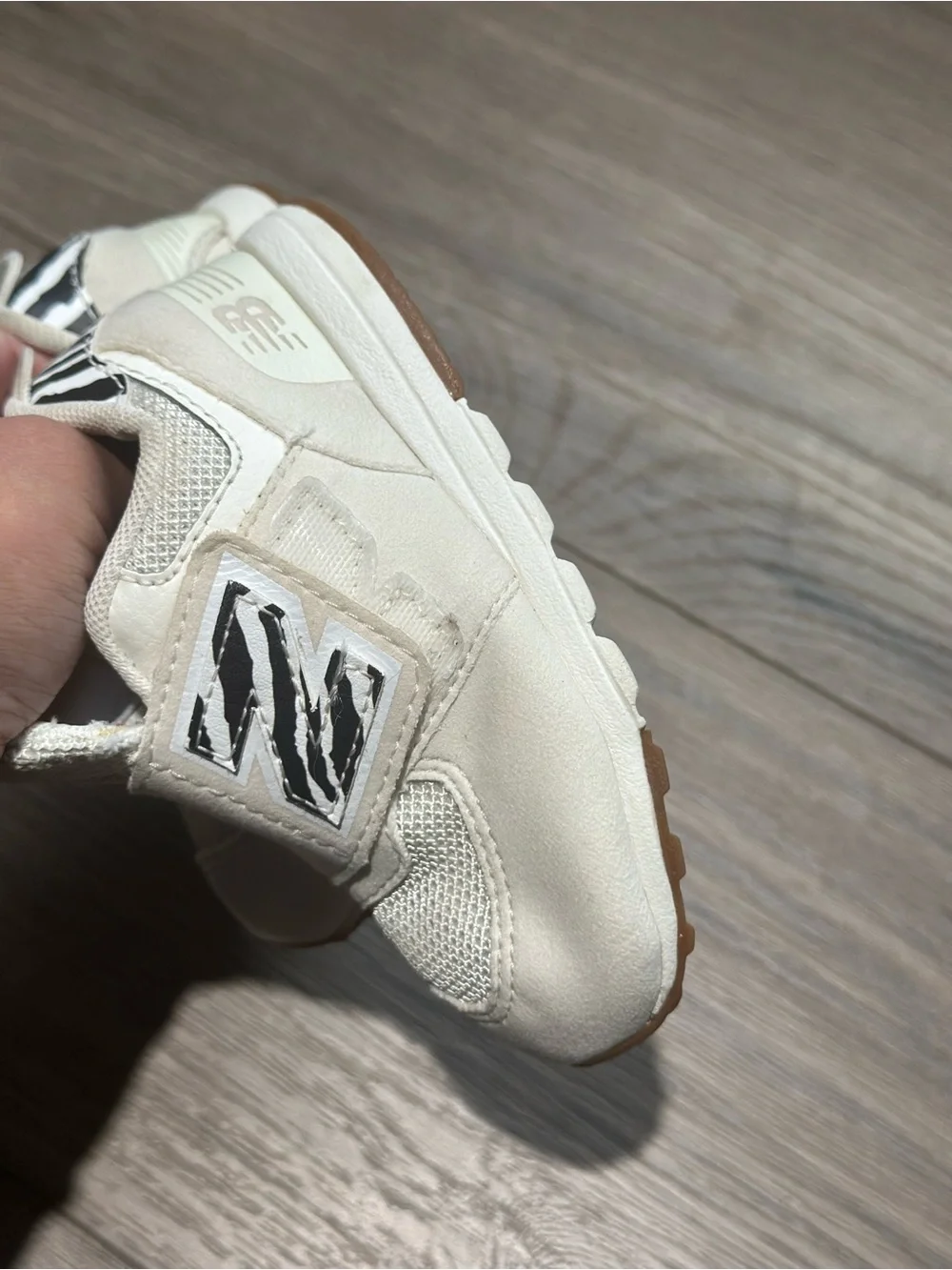 New Balance Cream & Black Kids' Velcro Sneakers